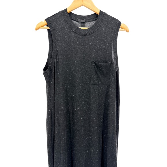 ATM Black Speckled Muscle Tee Maxi Dress Side Slits Pocket Casual Relaxed Travel - Picture 10 of 10